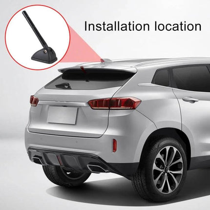 Roof-Mounted Car Radio Antenna for Signal Enhancement decorative roof-mounted antenna on silver SUV showing installation location
