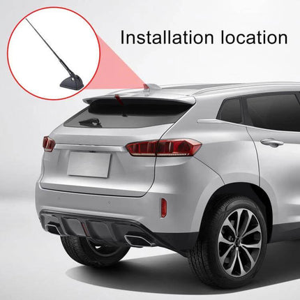 Telescopic Car Roof Antenna for Enhanced Radio Reception - adhesive mount on SUV roof near rear window, sleek decorative telescopic design