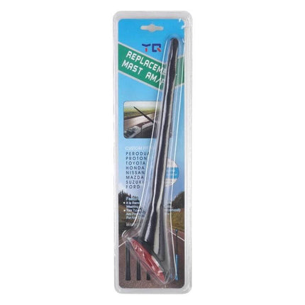 Car Roof Antenna Mast for Signal and Aesthetic Enhancement - black faux antenna mast in blister pack with adhesive base