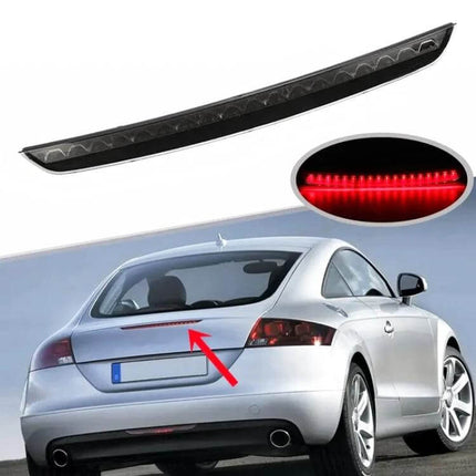 Audi TT LED High Position Brake Light For Night Driving mounted on rear deck of Audi TT MK2 (8J) 2006–2014 showing illuminated red LED strip