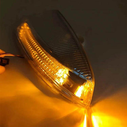 Left Side Turn Signal Light for Mercedes-Benz C Class W204 illuminated amber replacement with non-destructive installation, shown lit for visibility