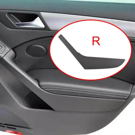 Volkswagen Golf 6 Right Side Door Inside Handle Cover installed on black right door panel, direct-fit PC material replacement