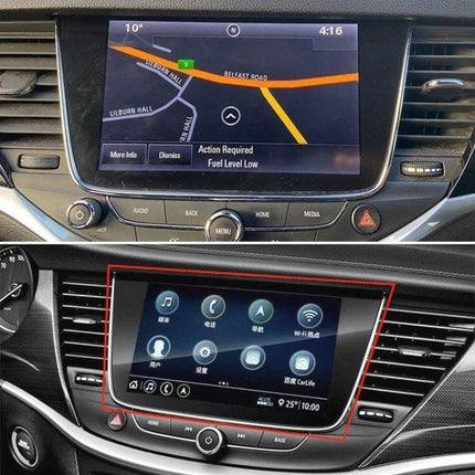 Replacement 8-Inch Capacitive Touch Screen for Opel Astra K installed in dashboard showing navigation and infotainment display