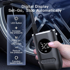 Portable Wireless Digital Tire Pump with LED Indicator