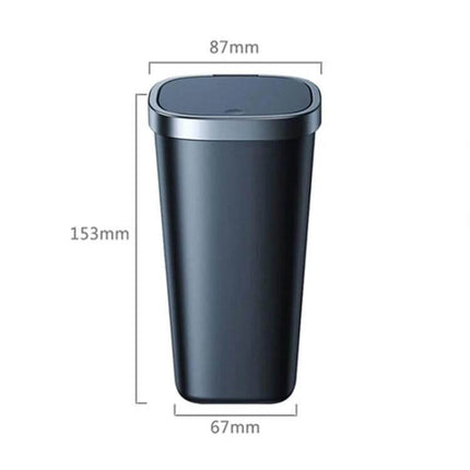 Car Center Armrest Storage Box With Push Lid Trash Can slim black ABS car trash bin 153x87x67mm one-handed push lid elastic opening