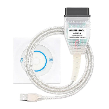 Toyota Diagnostic Cable for Everyday Vehicle Maintenance - clear MINI-VCI J2534 OBDII USB cable with CD for home diagnostics