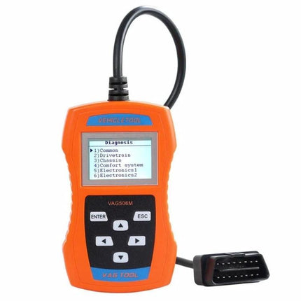 Handy Car Diagnostic Device for Daily Vehicle Maintenance orange handheld OBD2 scanner with cable and display showing diagnostics