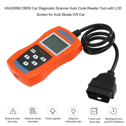 Handy Car Diagnostic Device for Daily Vehicle Maintenance - orange OBDII scanner with LCD, cable and connector for quick fault code checks