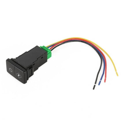 Toyota Dual Control Car Switch With Blue-Green Light 4-wire dashboard replacement switch for 12V accessories, compact durable design