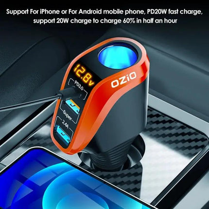 Car Charger With USB-C And USB Dual Ports, Cigarette Lighter
