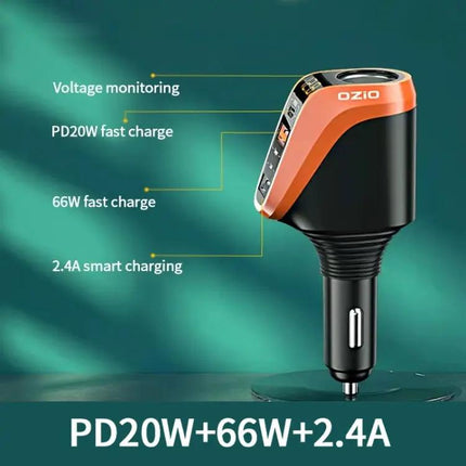Car Charger With USB-C And USB Dual Ports, Cigarette Lighter