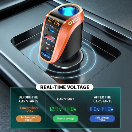 Car Charger With USB-C And USB Dual Ports, Cigarette Lighter