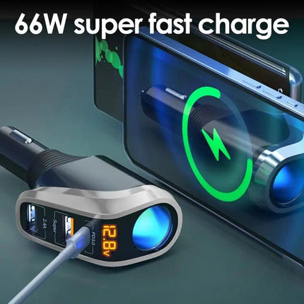 Car Charger With USB-C And USB Dual Ports, Cigarette Lighter