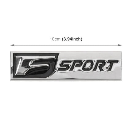 Personalized Aluminum Alloy Stickers for F-SPORT Cars chrome rectangular 10cm emblem showing F-SPORT logo adhesive badge