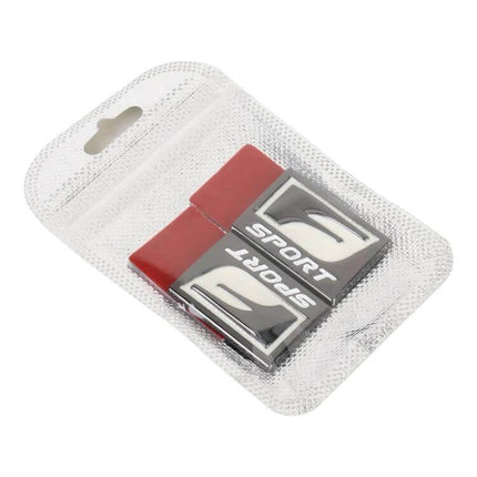 F-Sport Aluminum Alloy Personalized Car Stickers, Type D mini aluminum emblem set in blister pack for sporty hood or trunk customization