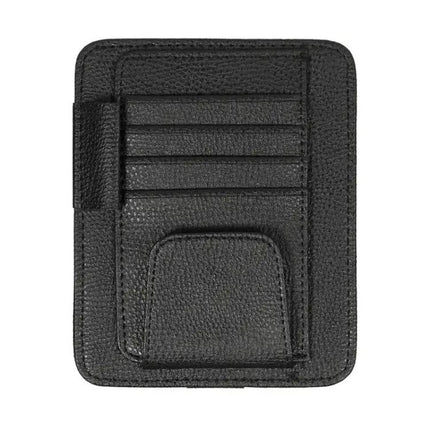 Multifunctional Litchi Pattern PU Leather Glasses Holder On Sun Visor | Syndmart