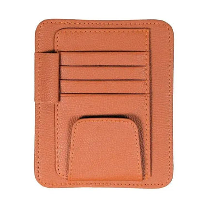 Multifunctional Litchi Pattern PU Leather Glasses Holder On Sun Visor | Syndmart