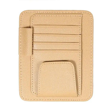 Multifunctional Litchi Pattern PU Leather Glasses Holder On Sun Visor | Syndmart
