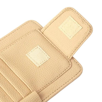 Multifunctional Litchi Pattern PU Leather Glasses Holder On Sun Visor | Syndmart
