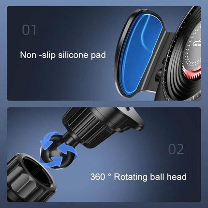 Universal Car Phone Holder With Auto Clamp For 4.7 To 7.2 Inch Phones - non-slip silicone pads and 360° rotating ball head for secure hands-free use
