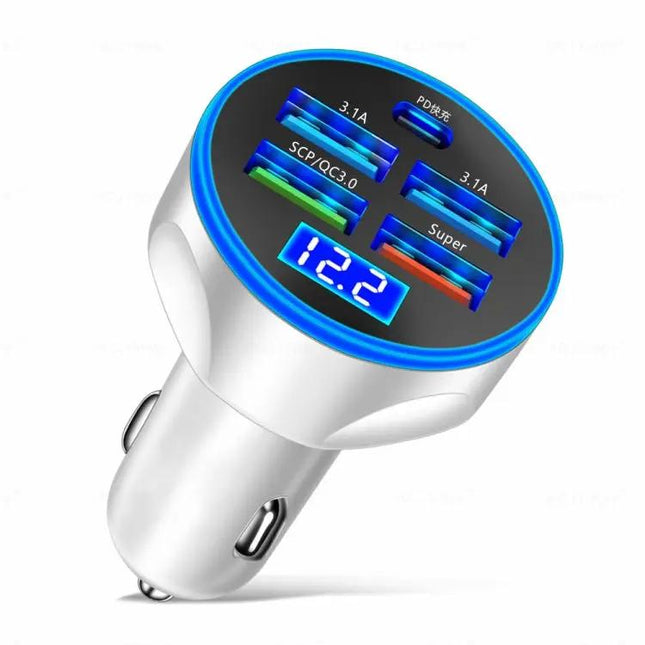 Car Charger With Digital Display Voltmeter For On The Go Use