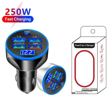 Car Charger With Digital Display Voltmeter For On The Go Use