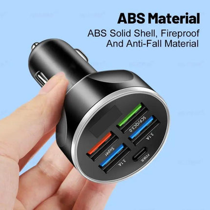 Car Charger With Digital Display Voltmeter For On The Go Use