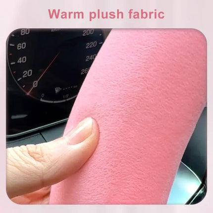 Round Style Plush Steering Wheel Cover 38cm For Everyday Driving