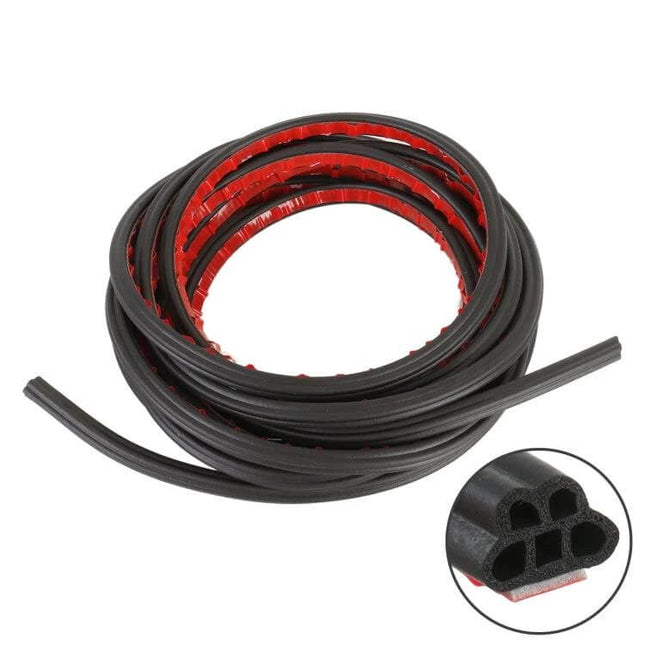 5 Meter Long Rubber Seal Strip for Car Door Protection - black coiled adhesive weatherstrip for doors, 5m length
