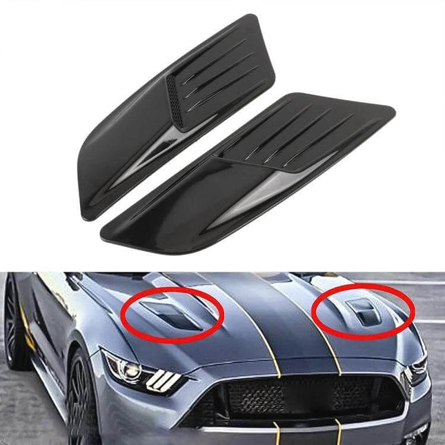 Black Car Hood and Fender Vent Decorative Stickers black ABS vent decals shown on sport car hood for styling and heat absorption