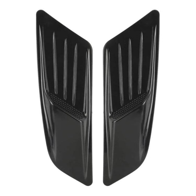 Black Car Hood and Fender Vent Decorative Stickers - pair of glossy black ABS hood and fender vent accents for vehicle exterior customization