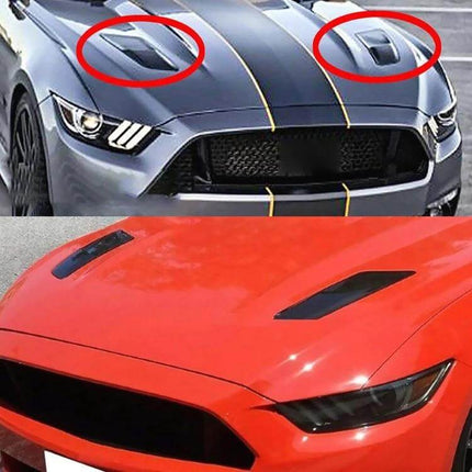 Carbon Fiber Decorative Stickers for Car Hood and Fenders on gray and red sports car hoods showing sleek carbon fiber accents