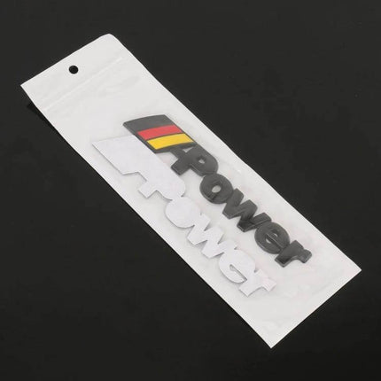 Germany Flag Style Metal Decorative Car Sticker for Vehicles - zinc alloy black 4Power emblem with German flag stripe, peel-and-stick car decal