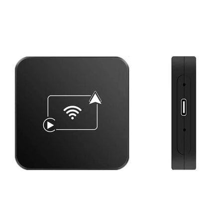 Car Intelligent AI Box Wireless Android Auto Adapter compact black WiFi dongle with USB-C port for plug-and-play wireless Android Auto