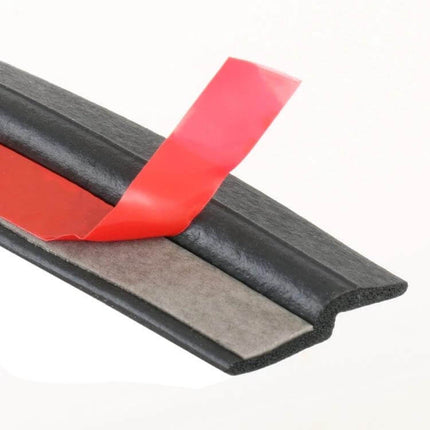 Universal Z Type 5m Rubber Seal Strip for Car Doors showing black Z-profile rubber with red peel-off adhesive backing