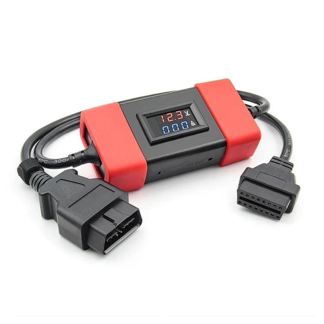 Essential Tool for Daily Truck Maintenance and Diagnostics - 24V to 12V adapter cable with OBD connectors and digital voltage/current display