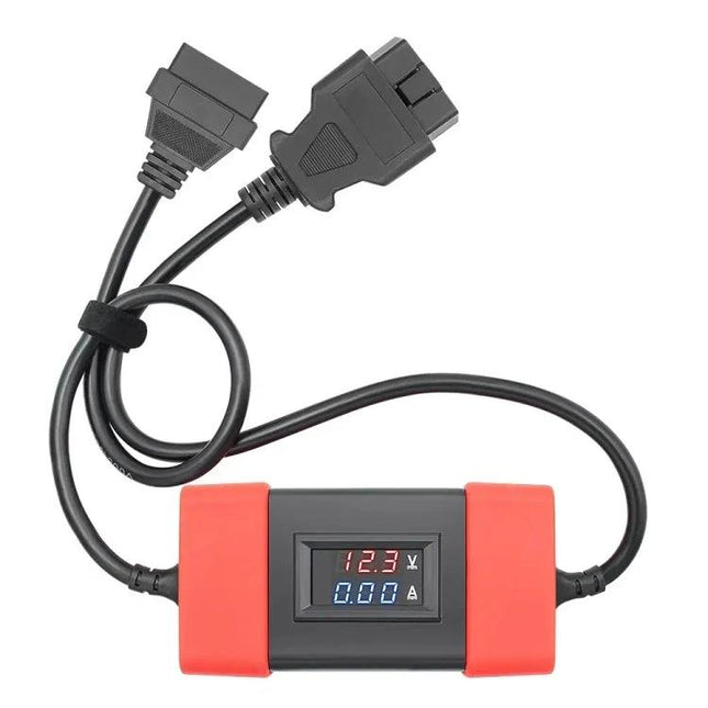 Essential Tool for Daily Truck Maintenance and Diagnostics 24V to 12V adapter cable with OBD connectors and digital volt-amp display