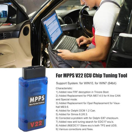 Reliable Tool for Everyday Vehicle Maintenance and Tuning - MPPS V22 ECU tuning and diagnostics in-car laptop use