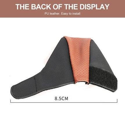 PU Leather Gear Shift Knob Cover Anti Slip For Car - brown and black 8.5cm PU leather anti-slip replacement cover with Velcro