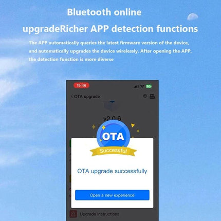 Reliable Device for Daily Car Battery Health Monitoring - app OTA upgrade successful screen showing Bluetooth online detection functions