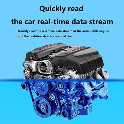 Reliable Device for Daily Car Battery Health Monitoring showing car engine graphic and real-time data stream for routine battery checks