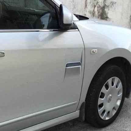 Self-Adhesive Fake Vent Decorative Sticker for Cars applied to silver car door as removable vent-style accent