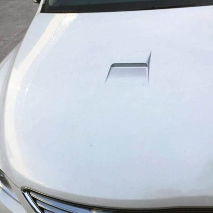 Self-Adhesive Fake Vent Decorative Sticker for Cars applied to white car hood showing realistic vent accent