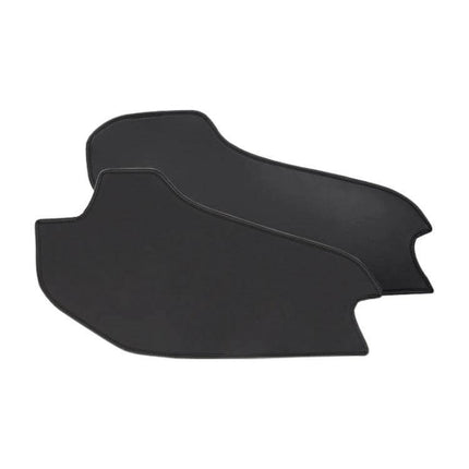 Tesla Model Y Center Console Leather Anti Kick Pad 2 Piece Set - black leather anti-kick pads to protect center console from scuffs and dirt