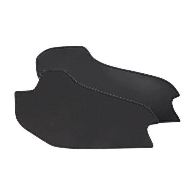 Tesla Model Y Center Console Leather Anti Kick Pad 2 Piece Set - black leather anti-kick pads to protect center console from scuffs and dirt