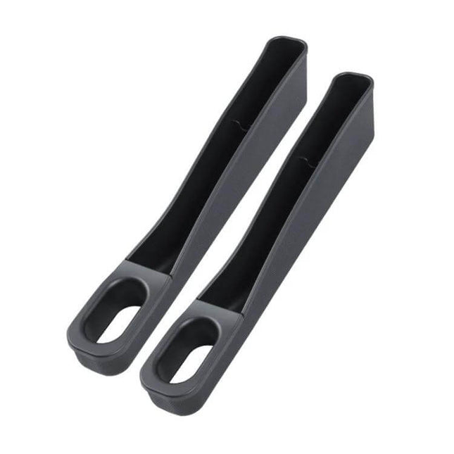 Car Seat Gap Storage Box For Tesla Model 3 And Y Set - pair of black TPE gap organizers with cup holder pocket