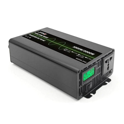 JFind 1000W 12V to 220V Pure Sine Wave Power Inverter for Cars compact black inverter with LCD display and multiple AC outlets