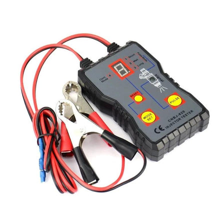CNBJ Tool for Routine Car Maintenance and Injector Checks - handheld fuel injector tester with 12V clamps and pulse mode display