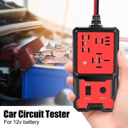 CNBJ-707 Relay Tester for Everyday Car Maintenance handheld 4- and 5-pin car relay tester connected to 12V battery