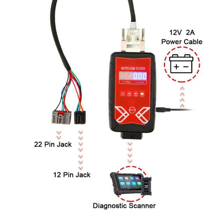 WOYO Kit for Vehicle Gear Shift Repairs in Daily Maintenance handheld diagnostic tester with 12V power cable, 22/12 pin jacks and diagnostic scanner connections